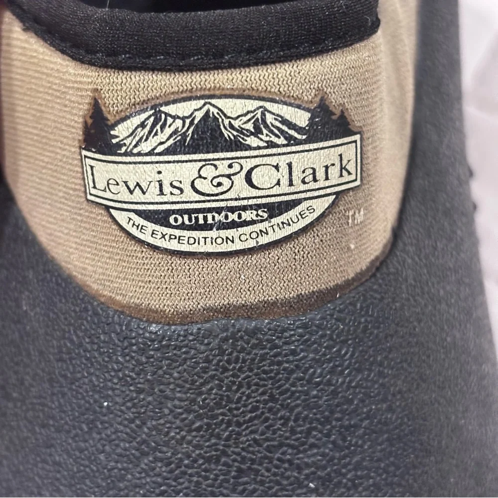 Lewis & Clark Men Slip-On Vulcanized Rubber Boot Khaki Black 11 All Weather Moc